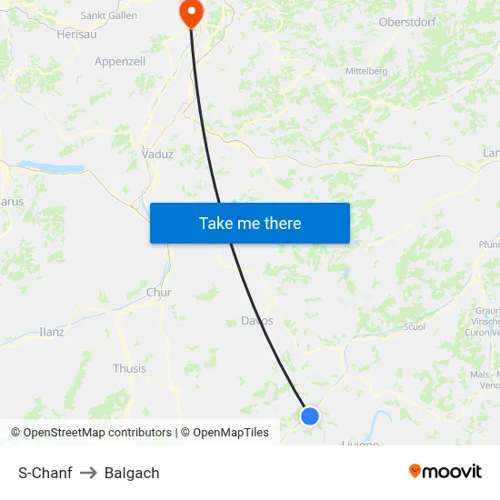 S-Chanf to Balgach map