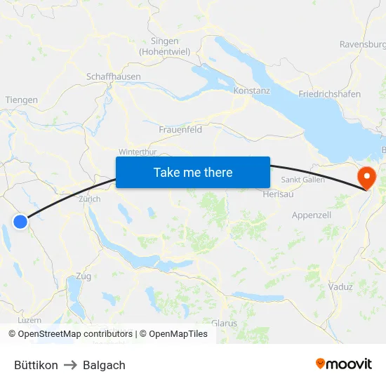 Büttikon to Balgach map