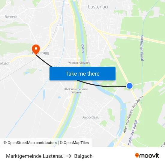 Marktgemeinde Lustenau to Balgach map