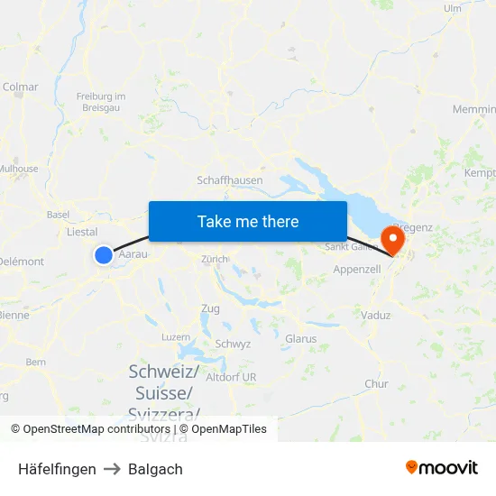 Häfelfingen to Balgach map