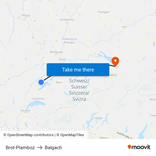 Brot-Plamboz to Balgach map