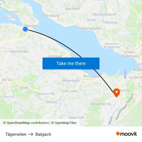 Tägerwilen to Balgach map