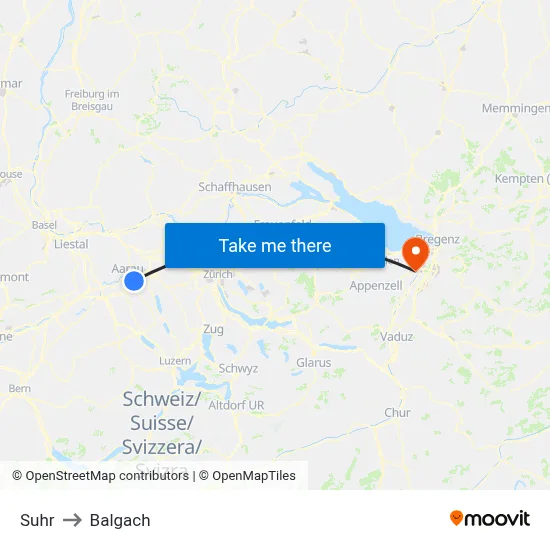 Suhr to Balgach map