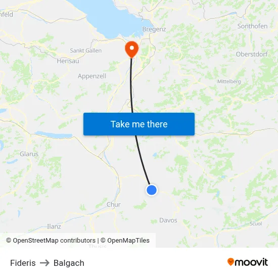 Fideris to Balgach map