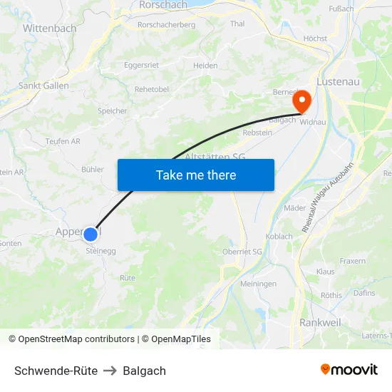 Schwende-Rüte to Balgach map
