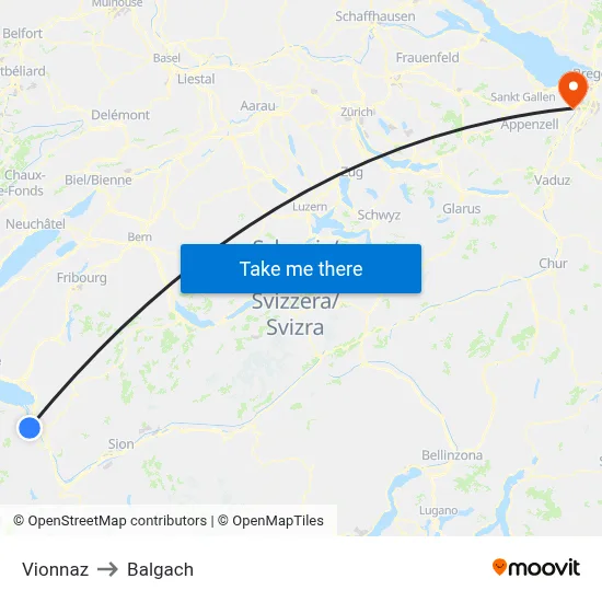 Vionnaz to Balgach map