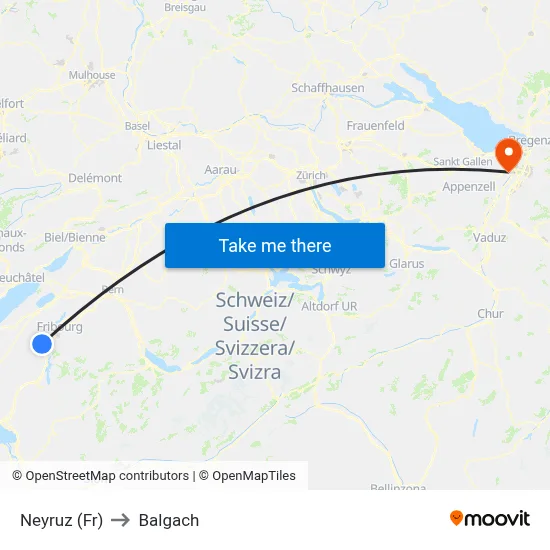 Neyruz (Fr) to Balgach map