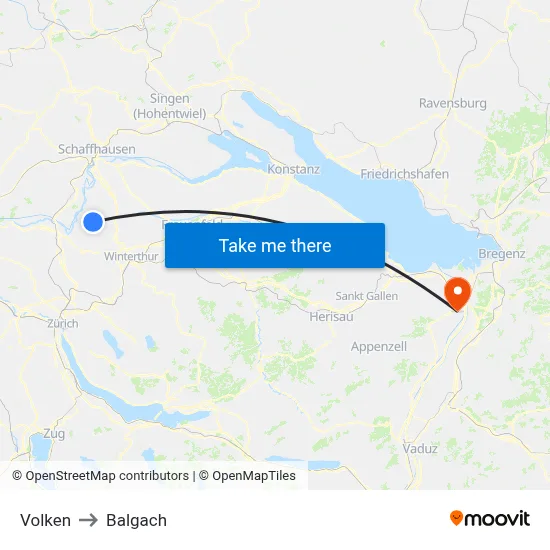 Volken to Balgach map