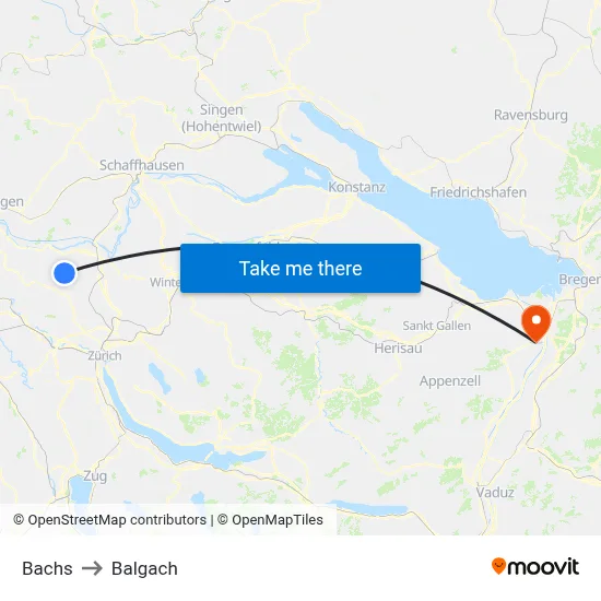 Bachs to Balgach map