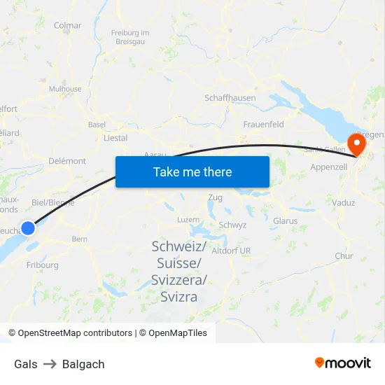 Gals to Balgach map