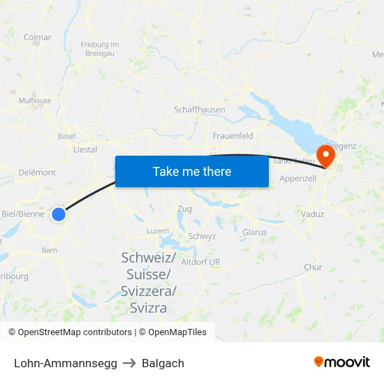 Lohn-Ammannsegg to Balgach map