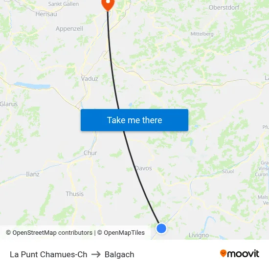 La Punt Chamues-Ch to Balgach map