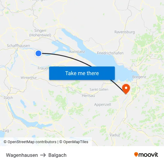 Wagenhausen to Balgach map