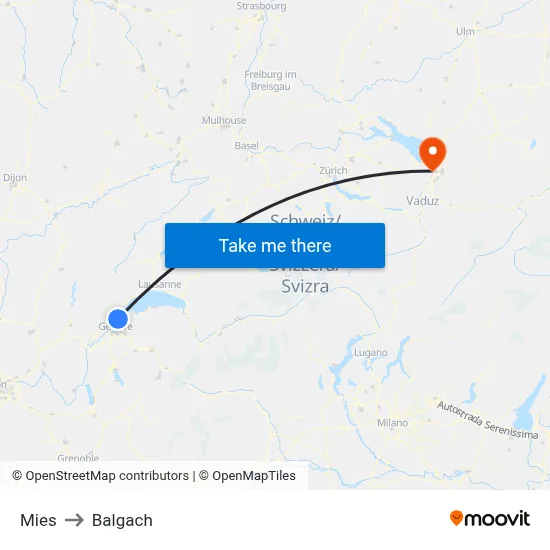 Mies to Balgach map