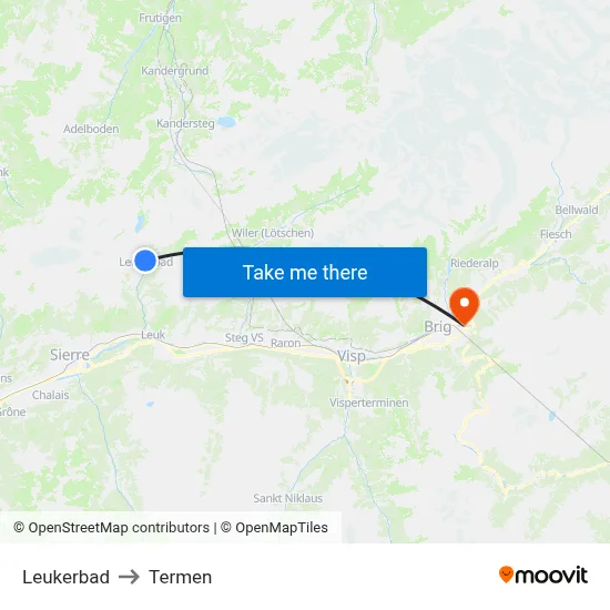 Leukerbad to Termen map