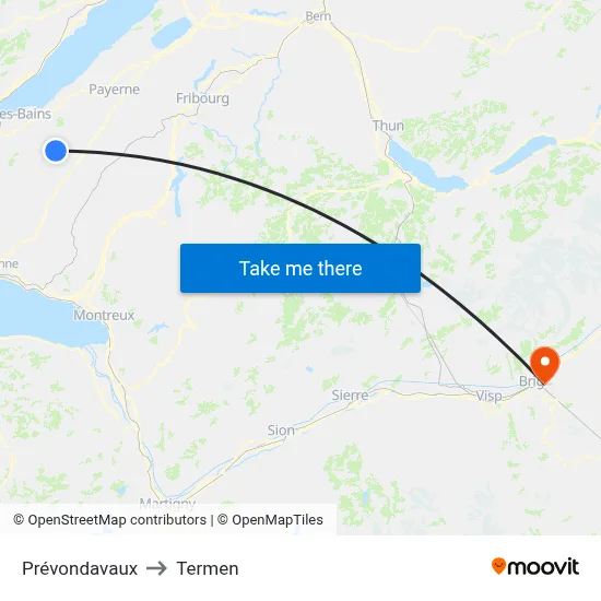 Prévondavaux to Termen map