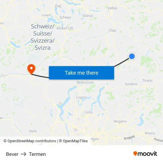 Bever to Termen map