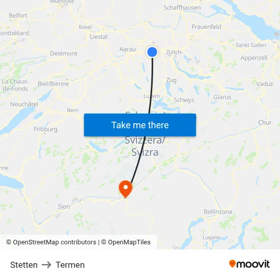 Stetten to Termen map