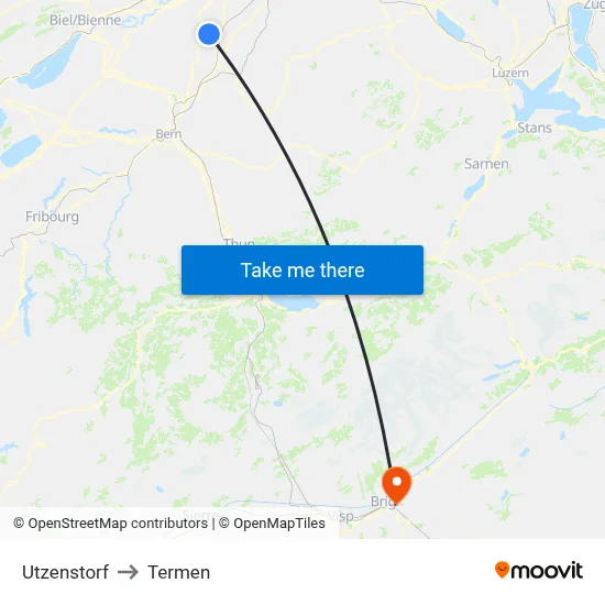Utzenstorf to Termen map