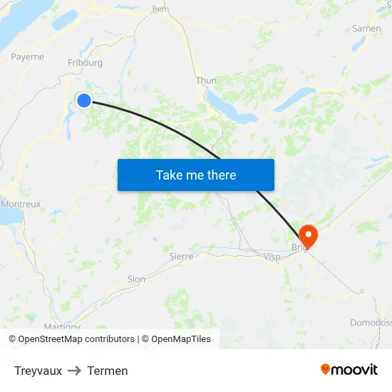 Treyvaux to Termen map