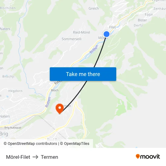 Mörel-Filet to Termen map