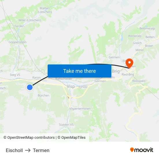 Eischoll to Termen map