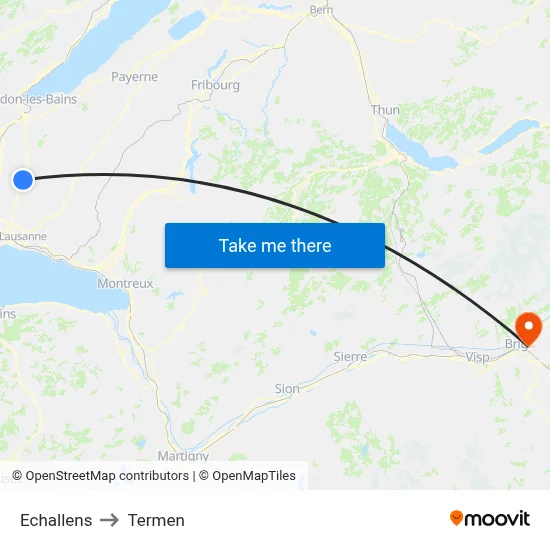 Echallens to Termen map