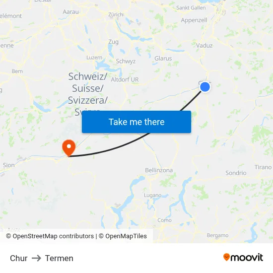 Chur to Termen map