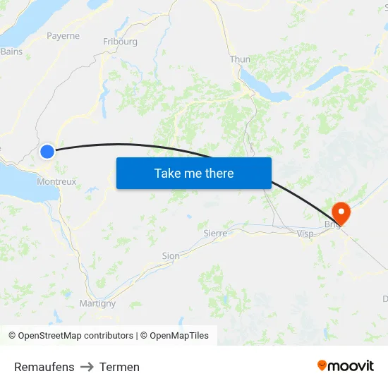Remaufens to Termen map
