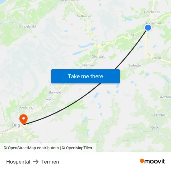 Hospental to Termen map