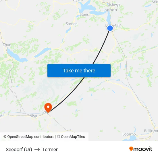 Seedorf (Ur) to Termen map