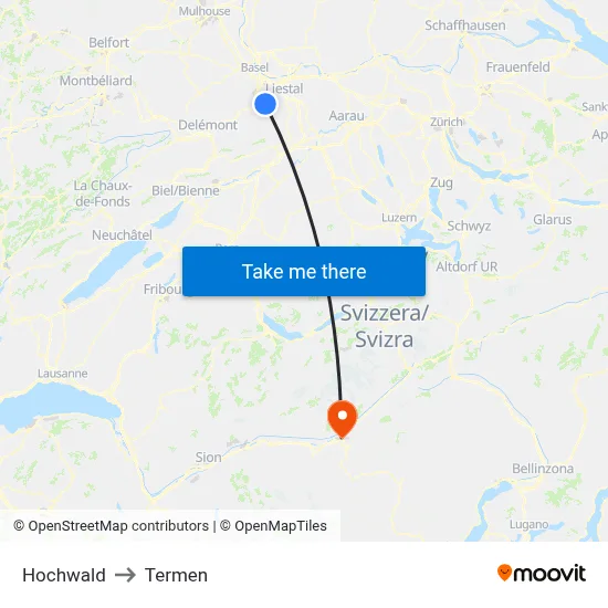 Hochwald to Termen map
