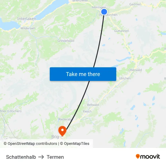 Schattenhalb to Termen map