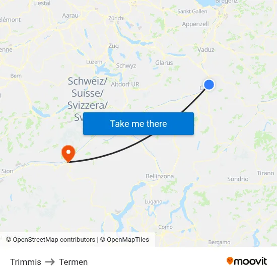 Trimmis to Termen map