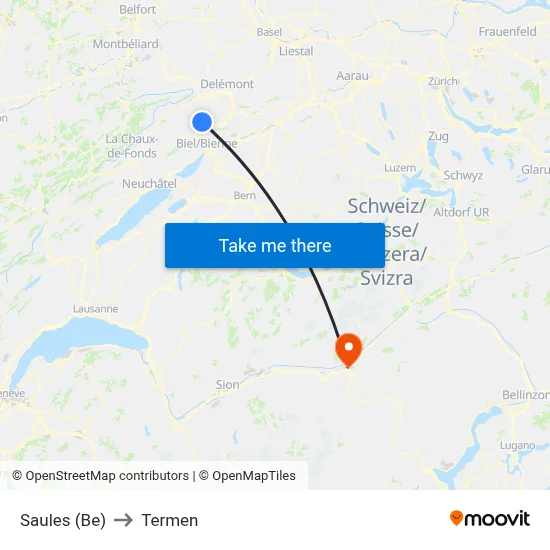 Saules (Be) to Termen map