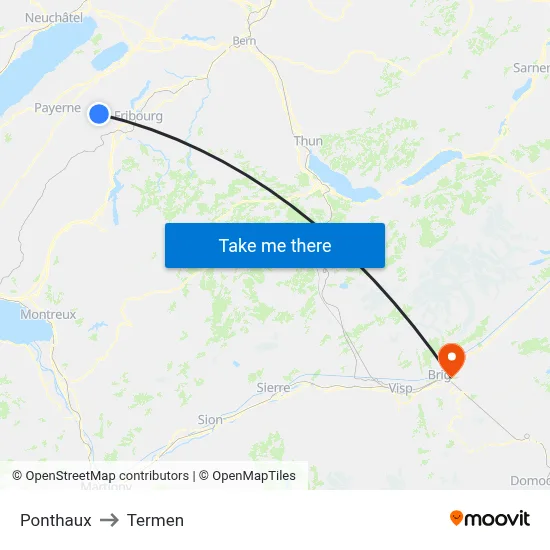 Ponthaux to Termen map