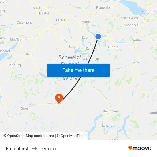 Freienbach to Termen map