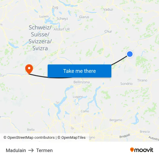 Madulain to Termen map