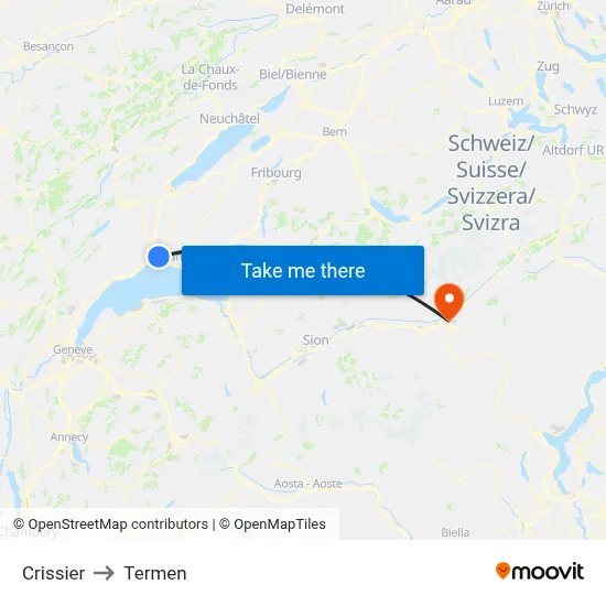 Crissier to Termen map