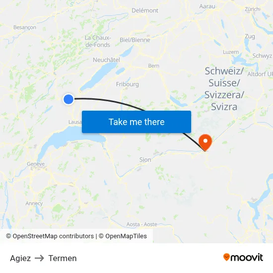 Agiez to Termen map