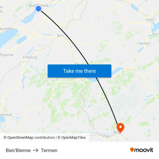 Biel/Bienne to Termen map