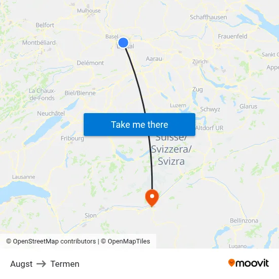 Augst to Termen map