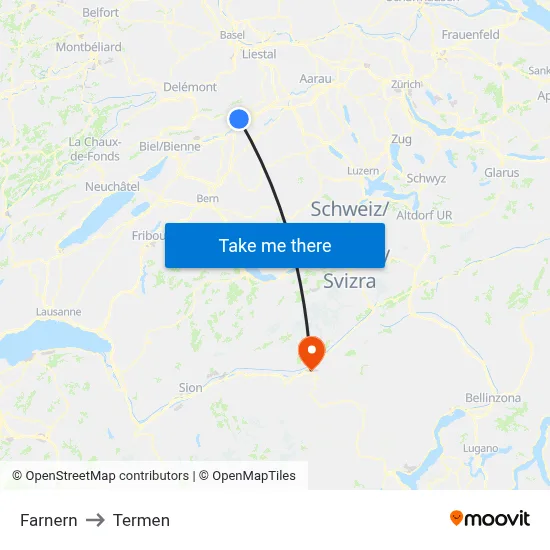Farnern to Termen map