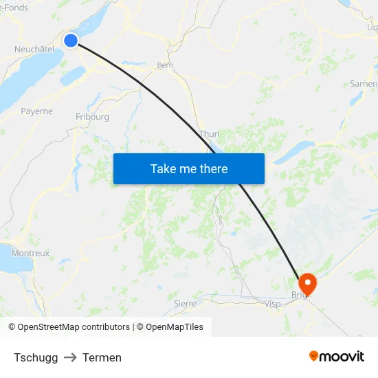 Tschugg to Termen map