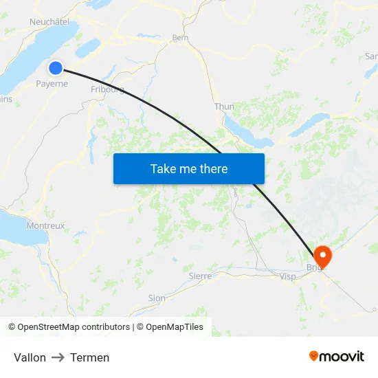 Vallon to Termen map