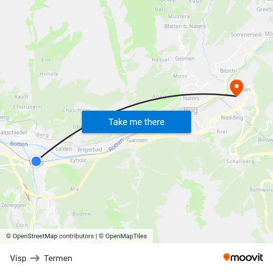Visp to Termen map