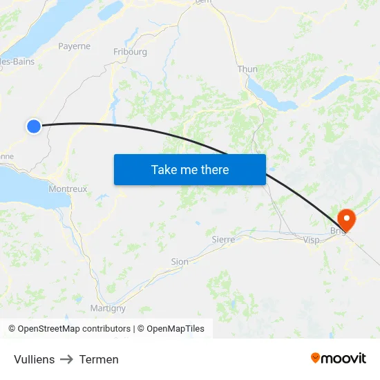 Vulliens to Termen map