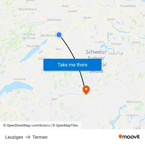 Leuzigen to Termen map