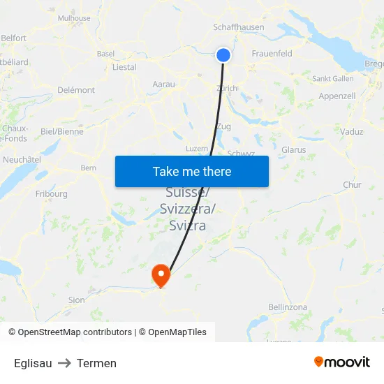 Eglisau to Termen map