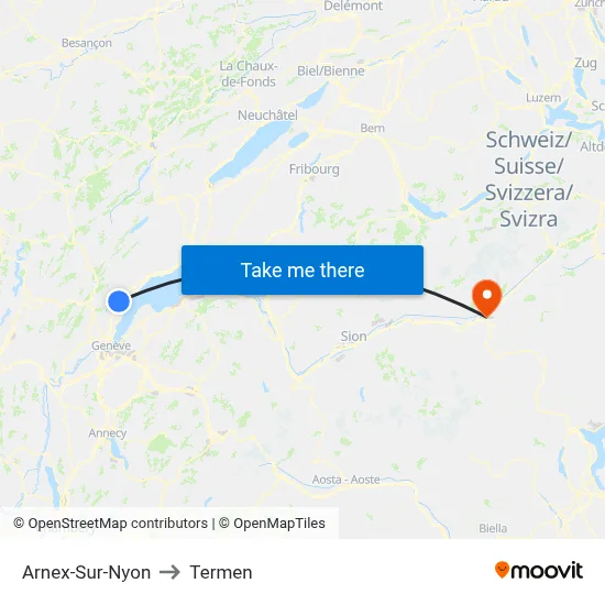 Arnex-Sur-Nyon to Termen map
